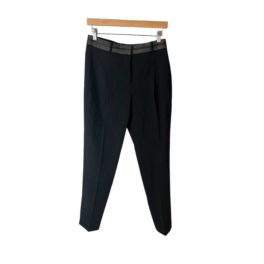 Alexander Wang Pleated Trousers Women’s 4 Leather Trim Dress Pants EUC